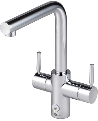InSinkErator 4 in 1 L-Shape Kitchen Sink Mixer Tap, Water Filter Tap & NeoTank, Instant Hot, Cold, Filtered & Near-Boiling Water Faucet, Chrome