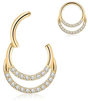 hengkaixuan 16G Nasenringe Hoop 316L Segment Helix Knorpel Rook Ohrringe Hoop Septum Clicker Ring Daith Piercing 6mm 7mm 8mm 10mm