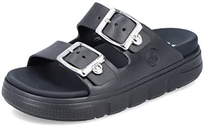 Rieker Damen Pantoletten P2180, Frauen Slipper,Sommerschuhe,sommerclogs,Sandalen,Freizeitschuhe,schwarz (00),X-Large (42-43)