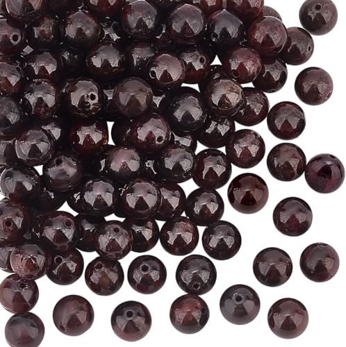 OLYCRAFT Über 120~126 Stück 5.5~6.5mm Natürliche Granatstein Perlen Natürliche Granat Perlen Runde Lose Edelsteinperlen Für Armband Halskette Ohrringe Schmuckherstellung DIY Handwerk