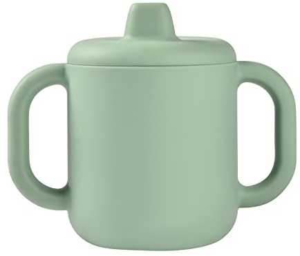 BÉABA, Tazza per l'Addestramento dei Bambini, Funzione Biberon/Tazza, 100% Silicone di Alta Qualità, Manici Grandi, Facile da Tenere, Ergonomico, Beccuccio Morbido, Verde Salvia