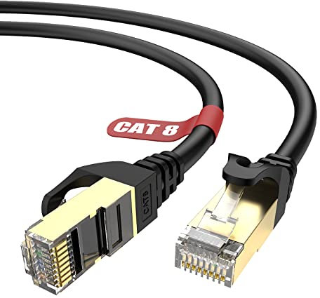Lovicool CAT 8 Ethernet kabel 20m, 40Gbps 2000MHz Hochgeschwindigkeits Internet-Netzwerkkabel, Gigabit RJ45 Patchkabel, professionelles Lan Kabel, für Switch Router Modem Patch Panel PC