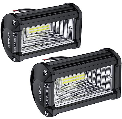 AUTOUTLET LED Arbeitsscheinwerfer, 24 LEDs Offroad Zusatzscheinwerfer 72W 6000LM Auto Scheinwerfer 12V-24V 6500K IP67 Wasserdicht Rückfahrscheinwerfer für SUV Truck Traktor LKW Bagger usw(2 Stück)