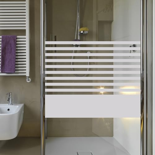 GRAZDesign Fensterfolie Streifen Blickdicht, Sichtschutz Folie Milchglasfolie für Fenster, Glastür, Scheiben lichtdurchlässig - 60x80cm / Silbergrau