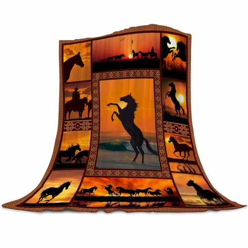 Abaysto Animal Print Throw Blanket, Soft Cozy Flannel Couch Bed TV Blanket, Horse Lovers Gifts for Girls Women Men, 130x150cm(50x60 Inch)