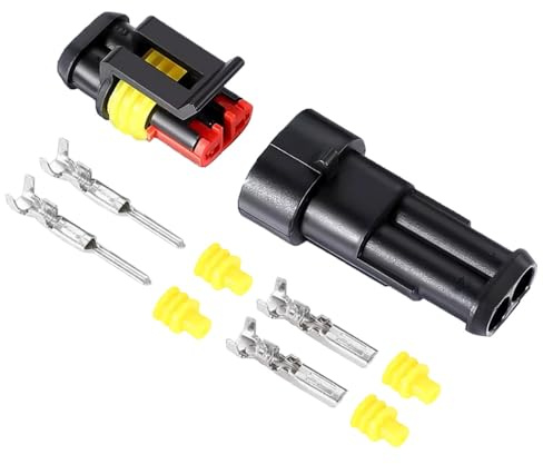 Aiqeer 15 Set 2 Pin Car Waterproof Electrical Wire Connectors, Car Waterproof Electrical Connector Plug Socket Kit