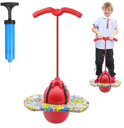 MeYuxg Pogo Stick für Kinder, Hüpfball Kinder mit Griff, 100 kg Tragfähigkeit, Hüpfstange für Kinder und Erwachsene, Sportgeräte für Gleichgewichtstraining, Sport, Abnehmen und Fettverbrennung(Rot)