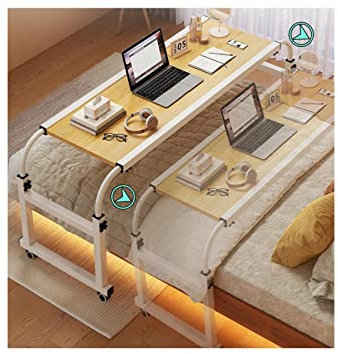GUHPZA Table De Lit Réglable avec roulettes, Bureau D'Ordinateur Réglable en Hauteur pour Poste De Travail Debout Et Plateau-Repas, Table Roulante pour Usage Domestique Ou Hospi,Un