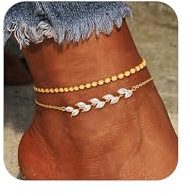 ZOERAY Cavigliera da Donna Argento 925 Impermeable Cavigliere Placcata Oro 18K Stratificate Regolabili Catenina Caviglia a Cuore Gioielli da Piede Spiaggia Bohémien Regali per Ragazze (Oro-6)