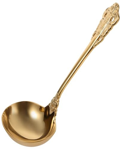 Alipis Golden Stainless Steel Soup Ladle Spoon Large Cooking Utensil for Soups and Stews Heat Resistant Handle for Kitchen Use