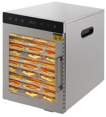 Déshydrateur Alimentaire 10 Etages Acier Inoxydable Sèche Fruits 800W 30-90℃ Déshydrateur avec Minuterie LED Déshydrateur Alimentaire 36L pour Viande Fruits Fleurs