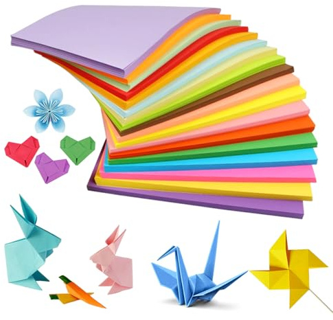 100 Sheets A4 Coloured Paper, 20 Colors Origami Paper 70gsm Copy Papers Children Handmade Cardstock Double Sided Coloured Crafting Papers for DIY Arts Crafts, Cutting, Drawing