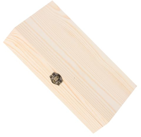 SEWACC Caja de Madera con Tapa Abatible Caja de Recuerdos Rústica Rectangular con Cierre para Joyas Tarjetas de Recetas y Organizador sin Pintar para Hogar y Oficina