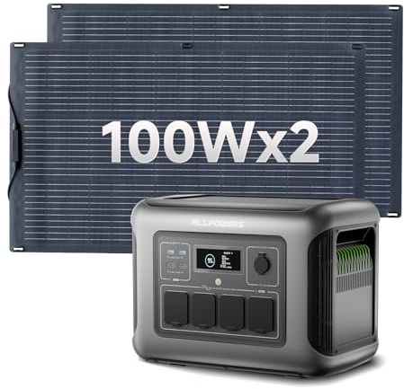 ALLPOWERS R1500 LITE generador solar portatil 1600W(pico 3200W)/1056Wh Batería LiFePo4,MPPT 650W Max,SAI<15ms,para Hogar Emergencias Exteriores