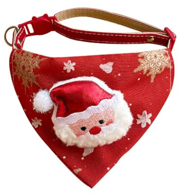 Hundehalstuch Weihnachten, 1 Stück Verstellbarer Hunde Bandana, Waschbarer Dreieckiges Kopftücher für Winter, Weihnachten, mittelgroße und große Hunde und Katzen bis 3-15 kg