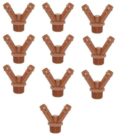 MonoSora Raccordi per irrigazione a goccia spinati, 10 pezzi, 17 mm per tubi a goccia da 17 mm, compatibili con la maggior parte delle linee di gocciolamento, marrone