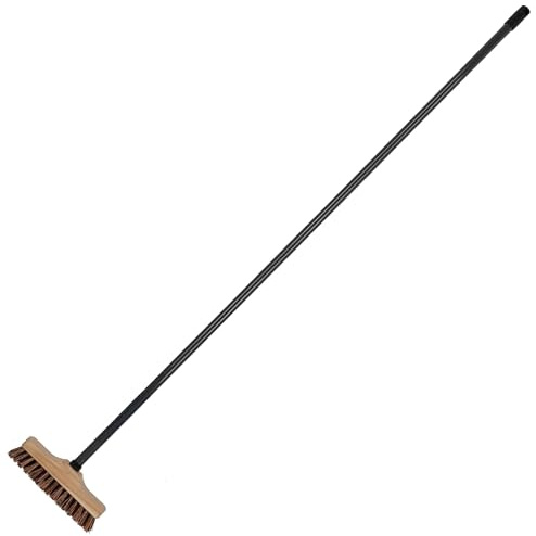 KOTARBAU® Bodenschrubber, Besen mit Naturborsten, Reinigungsbürste | 23 cm, Schrubber mit Stiel aus Metall, Scheuerbürste zum Reinigen von Böden, Holz, Braun