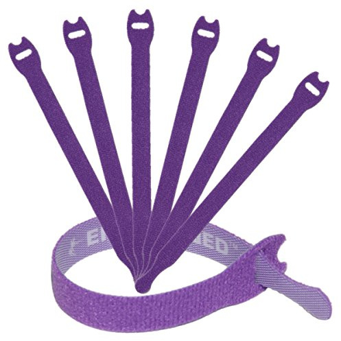 Reusable Cable Ties 1/2 x 8 for Cable Management and Organizing Cords - 30 Pack Bundled with 2 Bonus Cinch Straps (Purple)