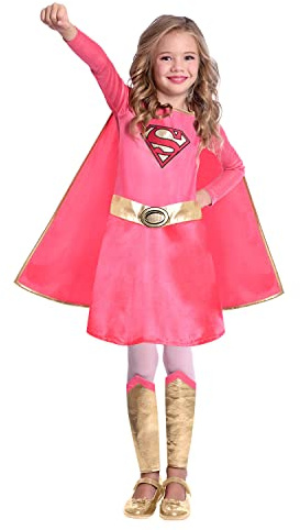 amscan Child Girls Pink Supergirl Warner Bros Fancy Dress Costume