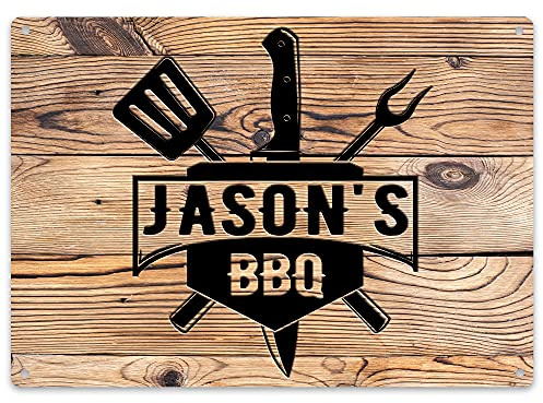Purple Print House BBQ Sign Personalised - Garden Party Gift For Dad - Barbecue Signs and Plaques Outdoors Area Fathers Day, Garden & Outdoor, Large, Design 2