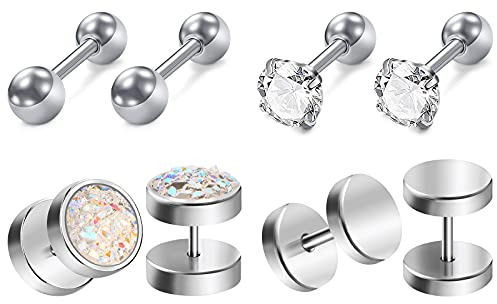 Funseedrr Fake Plugs Tunnels Männer Ohrstecker Edelstahl Flach Ohrringe Ohr Piercing Stecker für Herren Damen