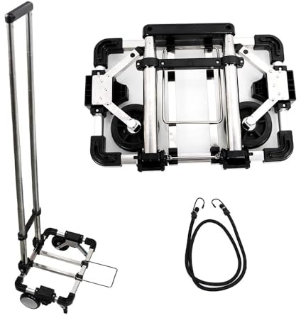 CNQLIS Diable Pliable, Chariot de Transport Portable, Compact, Mini léger pour Voyage/Auto/déménagement/Bureau, 30,5 cm H x 23,9 cm l s'adapte à la Plupart des Sacs à Dos - Diable léger de 50 kg