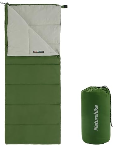 Naturehike Sacco a Pelo per Adulti, Sacco a Pelo Leggero Rettangolare Spliceable 3 Stagioni, per Campeggio all'Aperto, Escursionismo (Verde)