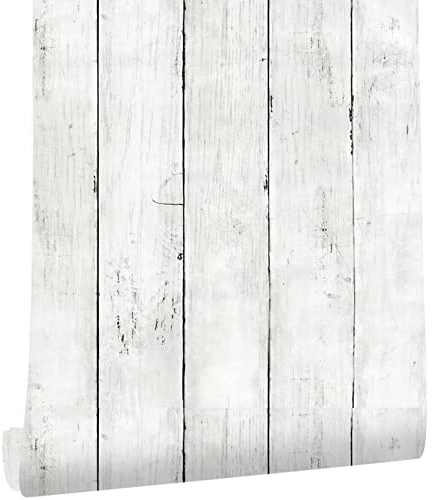 JOLIHOME Carta da Parati Effetto Legno Bianco Carta di Contatto Autoadesiva Impermeabile Adesivi per Mobili Cucina Camera Da Letto Ufficio Soggiorno Décor 44.5x500cm