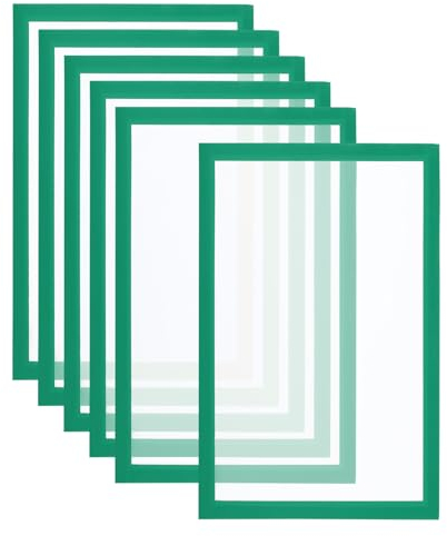 PATIKIL 6 Piezas A4 Marcos Magnéticos Autoadhesivos, Portafotos Información Marco Foto Marco Cierre Magnético para Postales, Notas, Dibujos, Superficie Mate, Verde