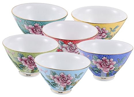LIFKOME 6piezas Taza De Cerámica Sin Asa De Diseño Floral Elegante Para Hogar y Oficina Para Té Chino y Reuniones Sociales
