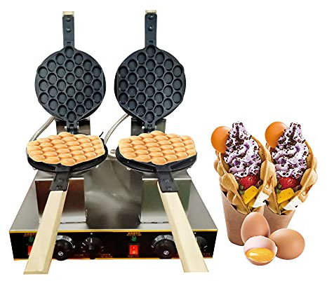 Macchina Elettrica Per Torta All'Uovo Macchina Per Pancake A Doppia Pentola 30 Fori Piastra Per Torta All'Uovo Manico In Legno Piastra Per Pancake Piastra Antiaderente A 3 Strati Per Torta All'Uovo (
