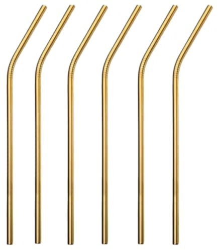 Cannucce riutilizzabili, 6 radici in acciaio inox 304, cannucce riutilizzabili, facili da pulire, cannucce in metallo adatte per caffè, cocktail, succhi di frutta, acqua, ecc., 21,6 x 0,6 cm