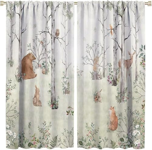 3D Verdunkelungsvorhang Ösen Waldtiere,2Er Set Gardinen Wohnzimmer Gardinen Blickdicht Kinder Vorhänge Schlafzimmer Dekoschals Gardine 170 (B) X 200 (H) cm 9426351126144
