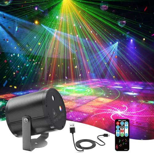 luces láser cilíndricas rojas y verdes, luces de bola de discoteca para DJ, proyector de escenario LED RGB de ABS con efecto flash, ideal para decoración navideña, carnaval, clubes, bares y el hogar.