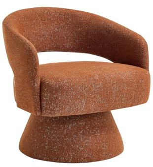 Vente-unique - Fauteuil pivotant en Tissu Chenille Terracotta FEDOTE