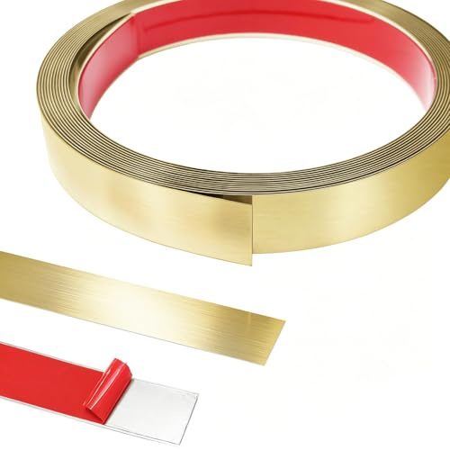 Rubans décoratifs autocollants en tôle d'acier inoxydable, 5 m x 2 cm, mastic et bâton en acier inoxydable pour cheminée, cadres à miroir, meubles et décorations pour la maison, or brossé