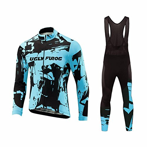 UGLY FROG Bike Wear Radtrikot Herren Lange Ärmel, Fahrradbekleidung Set Herren Radtrikot Fahrrad Trikot Langarm + Lange Hosen mit Sitzpolster Reflektierend Anzüge