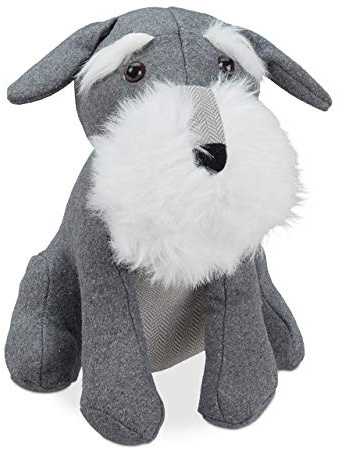 Relaxdays Türstopper Hund, Stoff, mit Sand gefüllt, für Boden, innen, schwer, Deko Türsack Tier, HxBxT 25x19x32 cm, grau