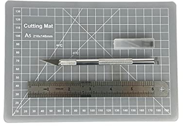 Lot de 8 cutters avec couteau, tapis de coupe, règle, 5 lames de rechange