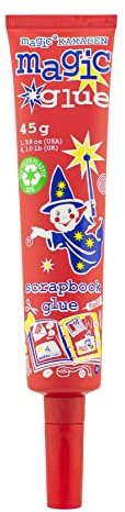 KAMABEN Magic® Scrapbook Glue 45g | Transparent Flexible for Wood Paper Cardboard Fabrics Glass Porcelain Ceramics Cork Aluminium Polyester Foil Concrete Polystyrene Book Spines Art & Crafts