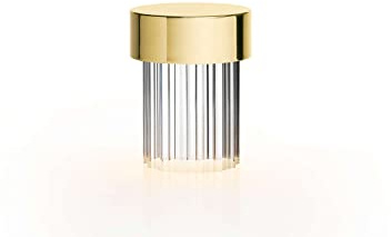 Flos Akkutischleuchte Last Order Fluted aus Metall und Kristallglas in der Farbe Polished Brass 2,5W, Maße: 8,7cm x 10cm, F3694059