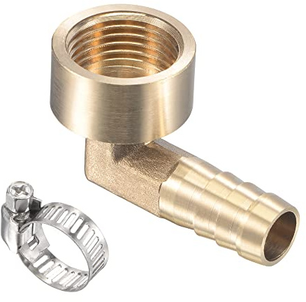 M METERXITY Ottone Tubo Portagomma Raccordi - 90 Gradi Gomito 12mm Ottone Tubo Connettore con Tubo flessibile Fascette Applicare a Acqua (G1/2 Femmina Filettatura)