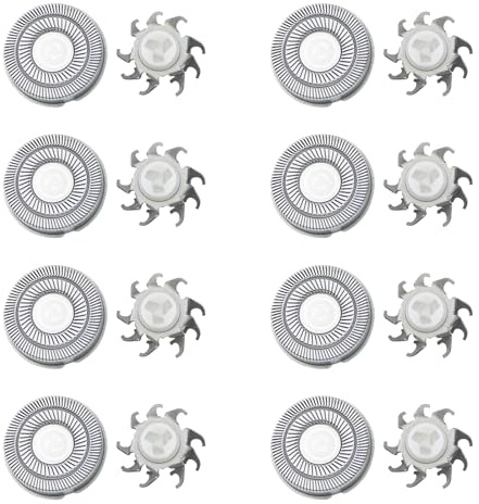 Lvpradior 8 Pcs Replacement Shaver Head, Men's Electric Rotary Razor Shaving Blades, Men Double Layers Trimmer Razor Accessories