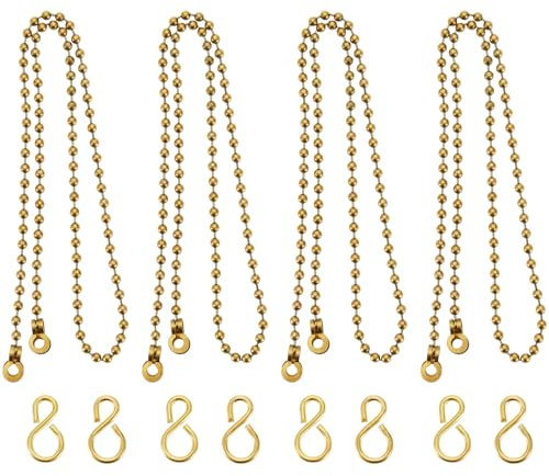 The Lord of the Tools 4 cadenas de lavabo tipo bola, cadena de bañera, cadena de latón para bañera, cadena de tapón de bañera, cadena de tapón de fregadero, cadena de gancho en forma de S, cadena de