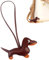 Dackel Schlüsselanhänger aus PU-Leder - Dackel Deko - Dackel Geschenke für Damen, Herren & Kinder - Braun - Hund Schlüsselanhänger
