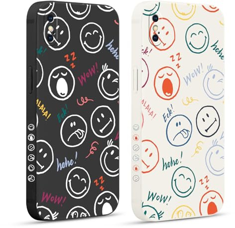 Pnakqil 2 Stück Handyhülle für iPhone X/XS 5,8 Hülle, Lächeln Muster Niedliche Aesthetic Case Silikon Weiche für Mädchen Modische TPU Dünn Stoßfeste Kameratasche Tasche Schutzhülle