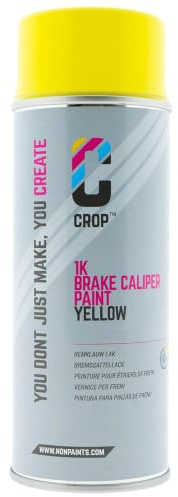 CROP Bremssattellack Gelb Spraydose 400 ml – Hitzebeständig bis 300°C – Autolack – Schnell trocknend – Hochglänzend – Kratzfest – Chemikalienbeständig – Für Sprühfolie