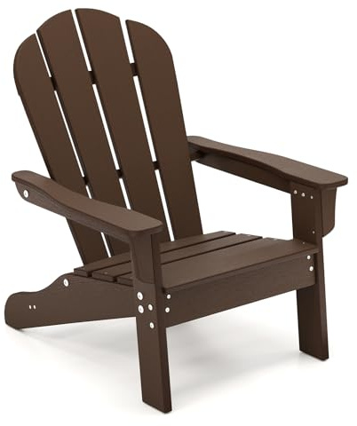 RELAX4LIFE Sedia Adirondack per Bambini con Schienale Alto e Braccioli per Interno ed Esterno, Sedia da Patio in HDPE Resistente per Bambini da 3 a 8 Anni per Giardino, Prato, Cortile (Marrone)