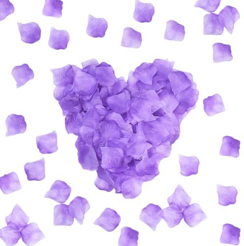 SOFPLATE 1000 pieza + Pétalo de Rosa Púrpura Pétalos de Flor Púrpura Tela de Color Degradado Artificial Confeti de Flores Artificiales para Boda Adorno para Esparcir En el Pasillo para Decoración de M