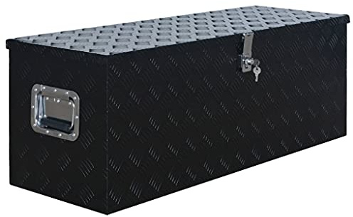 Boîte à Outils, Caisse à Outils Mallette en Métal Caisse de Rangement en aluminium 1085x370x400 mm Noir